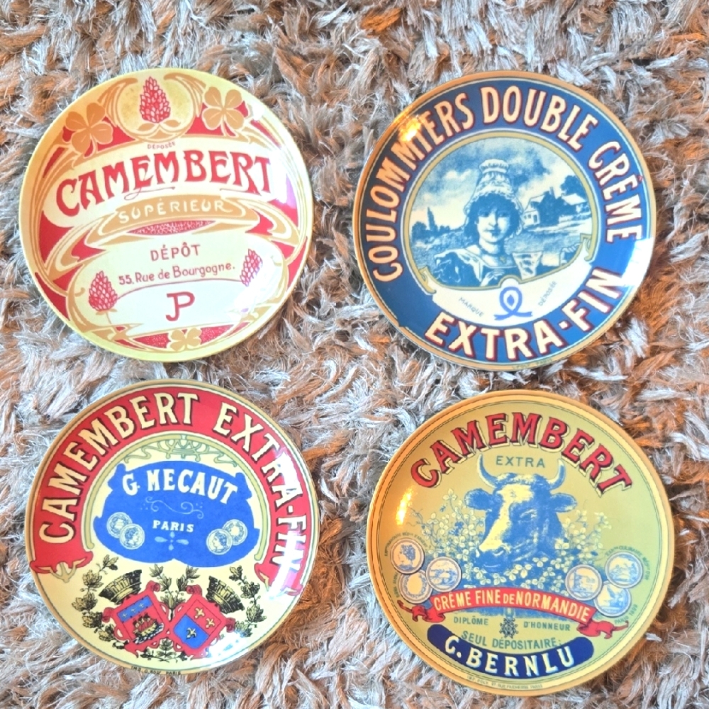 Set Of 4 Vintage Camembert Bia Cheese Plate
